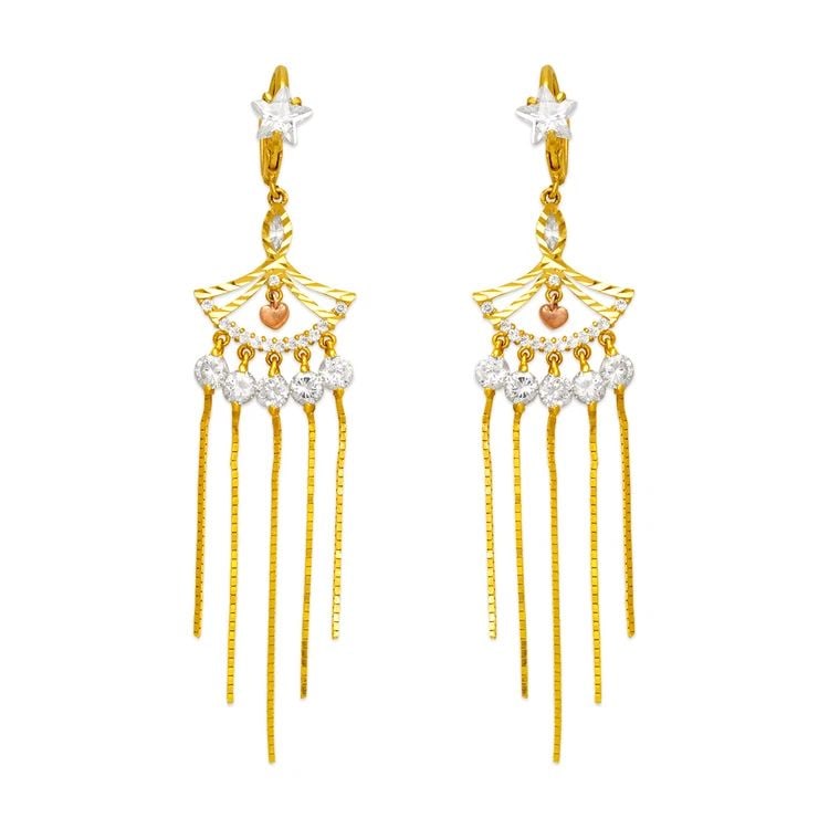 NEW 14K YELLOW GOLD FANCY CHANDELIER DROP EARRINGS: NEW 14K YELLOW GOLD FANCY CHANDELIER DROP EARRINGS FANCY CHANDELIER DROP EARRINGS NEW 14K YELLOW GOLD Width: Approx. 15x70mm Apx WEIGHT: 5.8g
