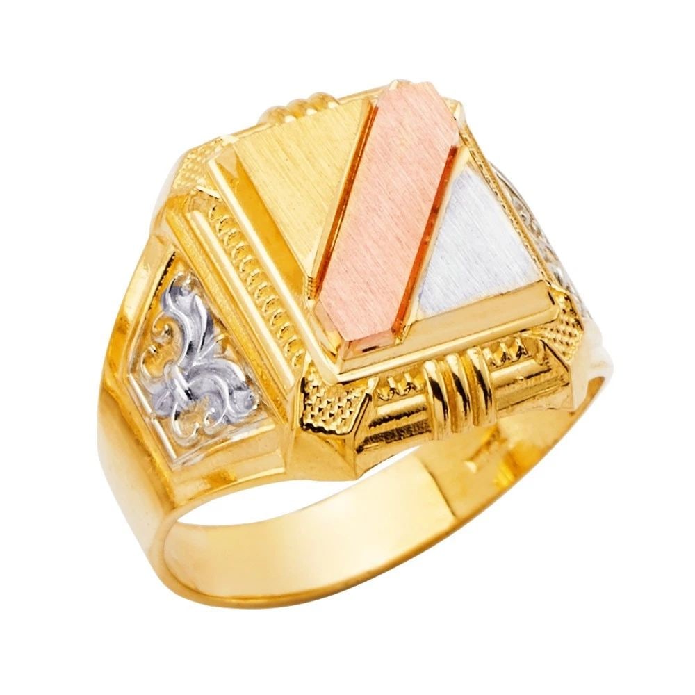 NEW 14K TRI COLOR GOLD MEN'S RING - SIZE 10 (1 of 2)