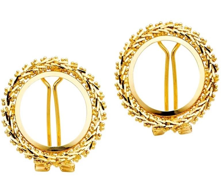 NEW 14K YELLOW GOLD 2 PESOS BOLA EARRINGS (1 of 2)