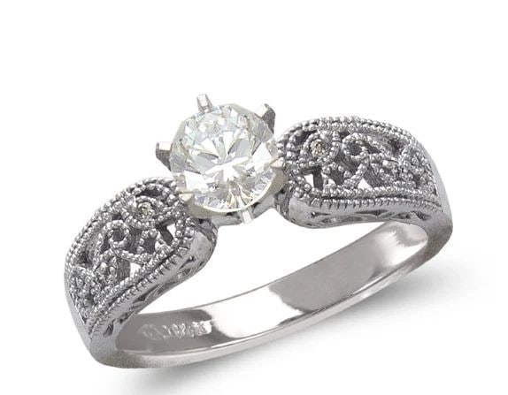NEW 14K WHITE GOLD LADIES FASHION WHITE SOLITAIRE RING (1 of 2)