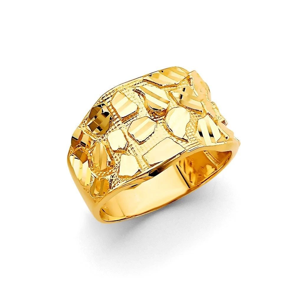 NEW 14K YELLOW GOLD NUGGET MEN'S RING - SIZE 10 (1 of 2)