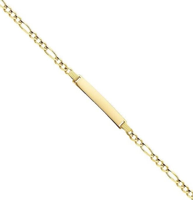 NEW 14K YELLOW GOLD FIGARO 3+1 ID BRACELET: 14K YELLOW GOLD FIGARO 3+1 ID BRACELET FIGARO 3+1 ID BRACELET NEW 14K YELLOW GOLD LENGTH - 7.5in Apx WEIGHT - 5.6g