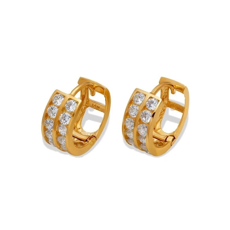 NEW 14K YELLOW GOLD 16MM HUGGIE EARRINGS (1 of 1)