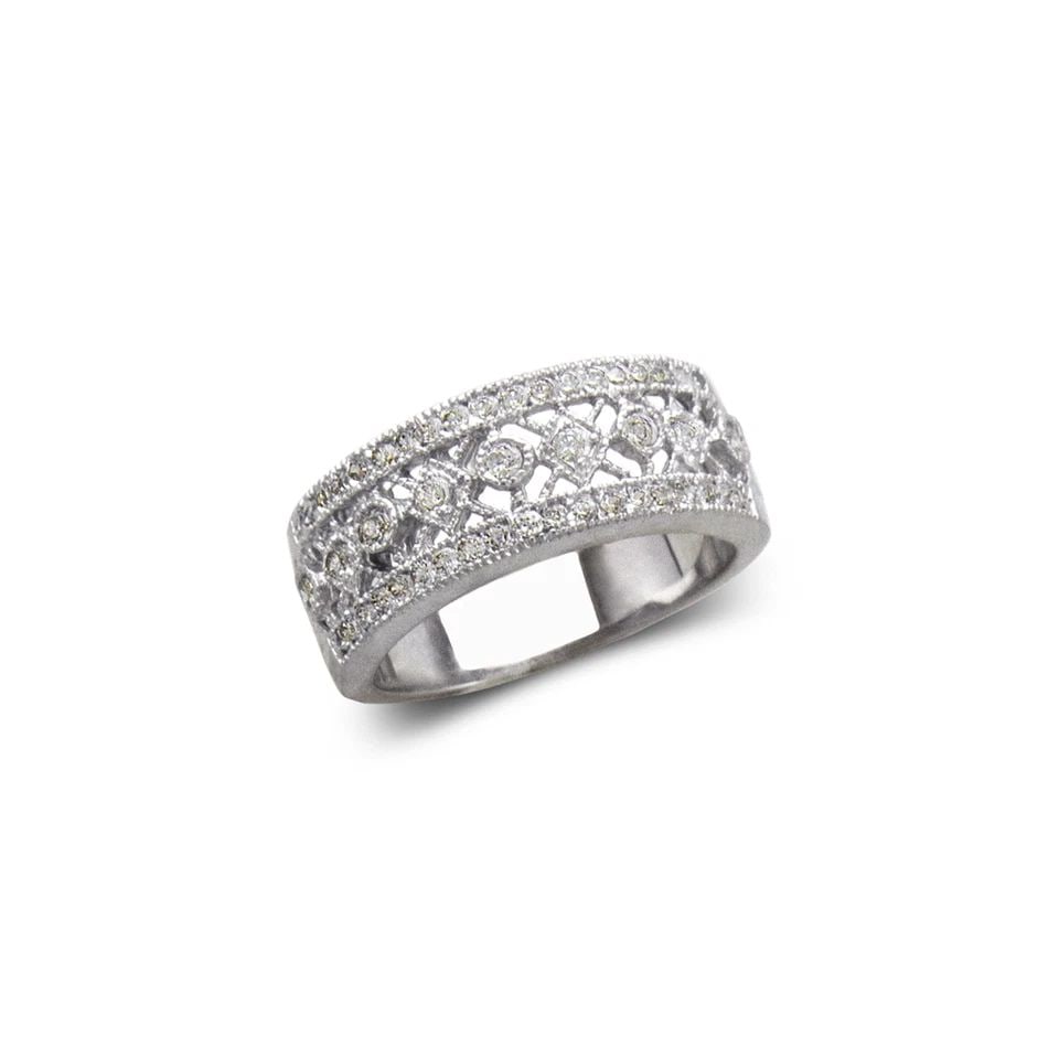 NEW 14K WHITE GOLD LADIES FASHION WHITE BAND RING: NEW 14K WHITE GOLD LADIES FASHION WHITE BAND RING LADIES FASHION WHITE BAND RING NEW 14K WHITE GOLD Apx. WIDTH: 8mm Apx. WEIGHT: 5.5g