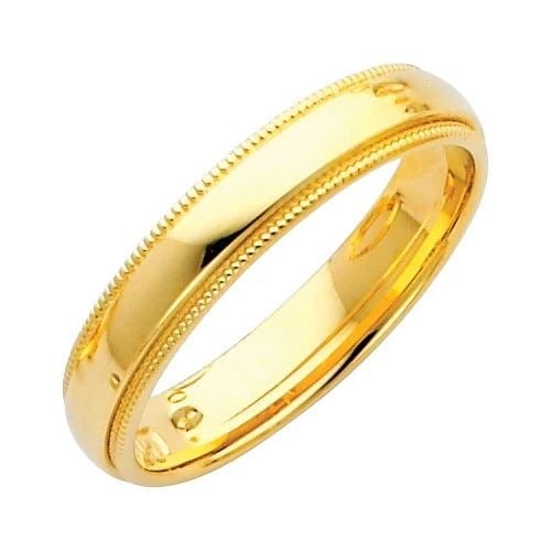 NEW 14K YELLOW GOLD 4MM TRADITIONAL COMFORT FIT MILGRAIN WEDDING BAND - SIZE 4-1: NEW 14K YELLOW GOLD 4MM TRADITIONAL COMFORT FIT MILGRAIN WEDDING BAND 4MM TRADITIONAL COMFORT FIT MILGRAIN WEDDING BAND NEW 14K YELLOW GOLD Average Apx. WEIGHT: 3.4g