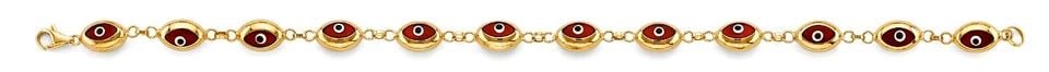 NEW 14K YELLOW GOLD RED EVIL EYE BRACELET: NEW 14K YELLOW GOLD RED EVIL EYE BRACELET RED EVIL EYE BRACELET NEW 14K YELLOW GOLD LENGTH - 7.25in Apx WEIGHT - 5.3g
