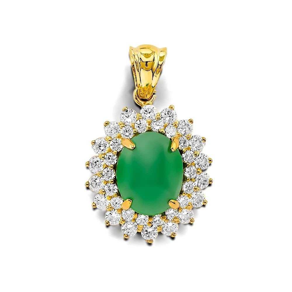 NEW 14K YELLOW GOLD JADE PENDANT/SET: NEW 14K YELLOW GOLD JADE PENDANT/SET JADE PENDANT/SET NEW 14K YELLOW GOLD Height : 28 mm Width : 18 mm Apx. WEIGHT : 5.2g