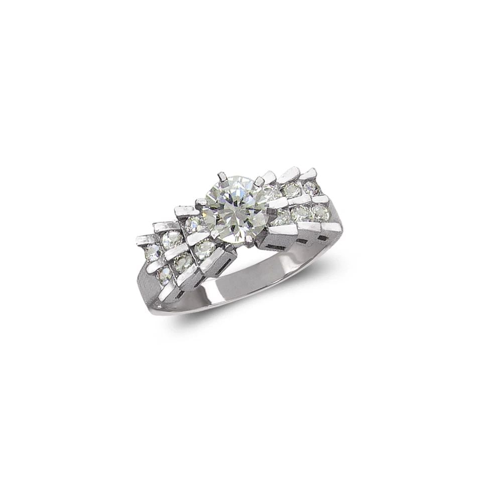 NEW 14K WHITE GOLD LADIES FASHION WHITE SOLITAIRE RING (1 of 1)