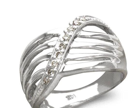 NEW 14K WHITE GOLD LADIES FASHION WHITE RING: NEW 14K WHITE GOLD LADIES FASHION WHITE RING LADIES FASHION WHITE RING NEW 14K WHITE GOLD Apx. WIDTH: 12mm Apx. WEIGHT: 5.0g