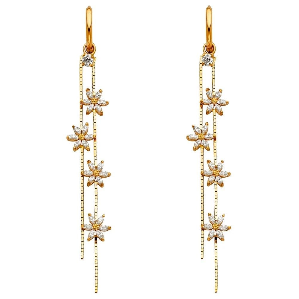 NEW 14K YELLOW GOLD DANGLE HUGGIES EARRINGS (1 of 2)