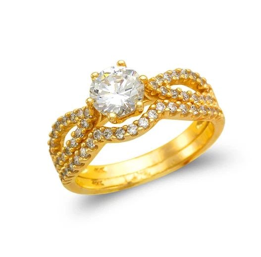 NEW 14K YELLOW GOLD LADIES FANCY SOLITAIRE RING (1 of 2)