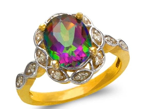 NEW 14K TWO TONE GOLD LADIES MYSTIC RING: NEW 14K TWO TONE GOLD LADIES MYSTIC RING LADIES MYSTIC RING NEW 14K TWO TONE GOLD Apx. WIDTH: 10mm Apx. WEIGHT: 4.9g