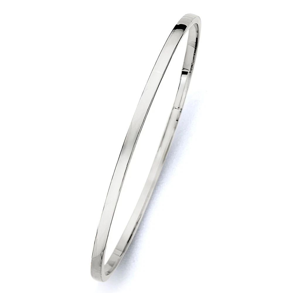NEW 14K WHITE GOLD 3MM SQUARE HOLLOW BANGLE (1 of 2)