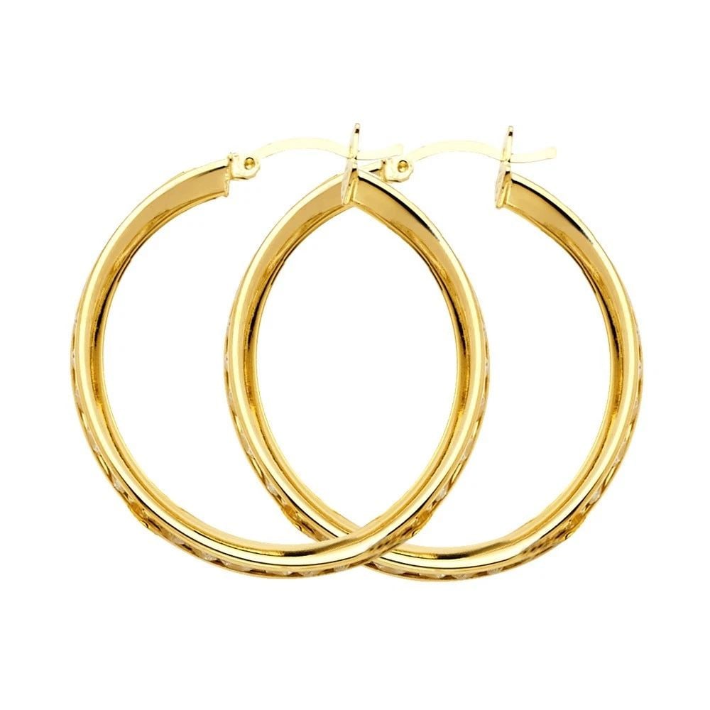 NEW 14K YELLOW GOLD ROUND CHANNEL HOOP EARRINGS: NEW 14K YELLOW GOLD ROUND CHANNEL HOOP EARRINGS ROUND CHANNEL HOOP EARRINGS NEW 14K YELLOW GOLD HEIGHT - 25 mm WIDTH - 25 mm Apx WEIGHT - 3.7 g