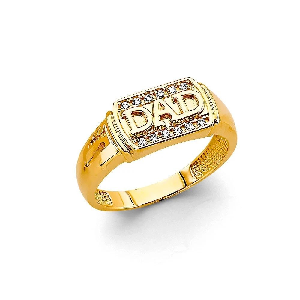 NEW 14K TWO TONE GOLD DAD MEN'S RING - SIZE 10: NEW 14K TWO TONE GOLD DAD MEN'S RING DAD MEN'S RING NEW 14K TWO TONE GOLD WIDTH : WEIGHT : 4.8g