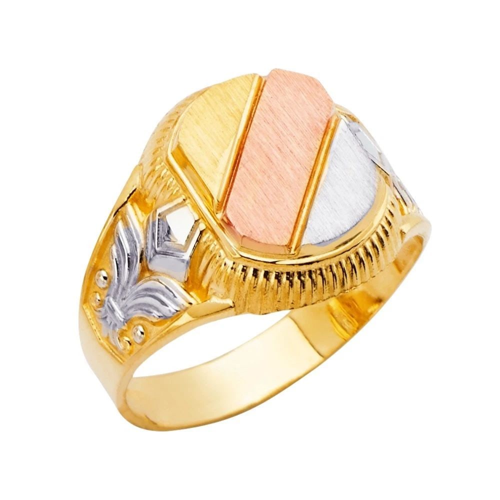 NEW 14K TRI COLOR GOLD MEN'S RING - SIZE 10: NEW 14K TRI COLOR GOLD MEN'S RING MEN'S RING NEW 14K TRI COLOR GOLD WIDTH : WEIGHT : 4.8g