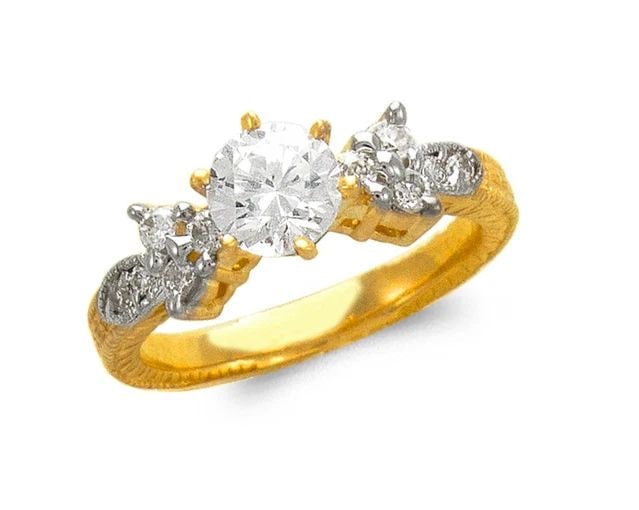 NEW 14K TWO TONE GOLD LADIES FASHION SOLITAIRE RING: NEW 14K TWO TONE GOLD LADIES FASHION SOLITAIRE RING LADIES FASHION SOLITAIRE RING NEW 14K TWO TONE GOLD Apx. WIDTH: 6mm Apx. WEIGHT: 4.8g