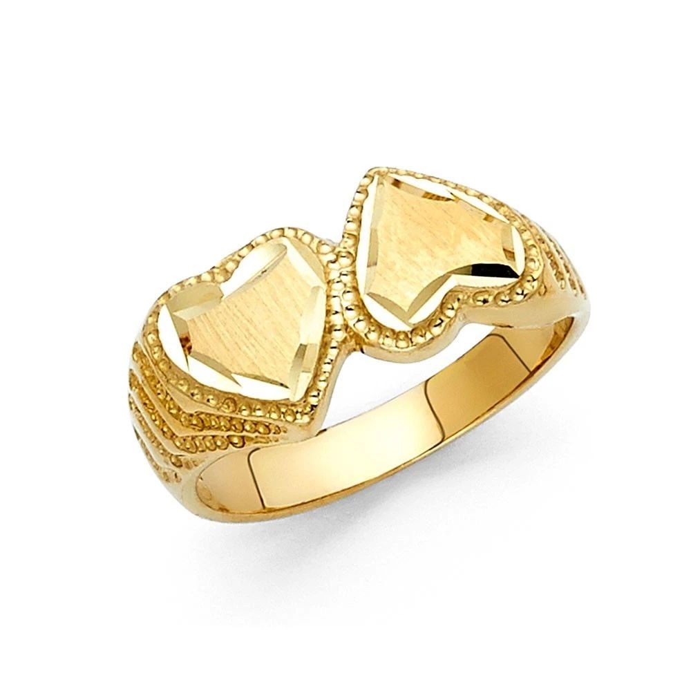 NEW 14K YELLOW GOLD FANCY HEART RING: NEW 14K YELLOW GOLD FANCY HEART RING FANCY HEART RING NEW 14K YELLOW GOLD WIDTH : 10 mm WEIGHT : 4.7g