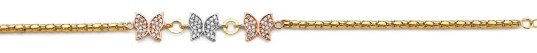 NEW 14K TRI COLOR GOLD BUTTERFLY BRACELET (1 of 2)