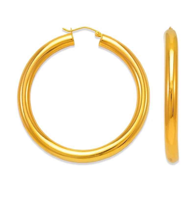 NEW 14K YELLOW GOLD 5MM ROUND TUBE HOOP EARRINGS: NEW 14K YELLOW GOLD 5MM ROUND TUBE HOOP EARRINGS 5MM ROUND TUBE HOOP EARRINGS NEW 14K YELLOW GOLD Width: Approx. 5mm Apx WEIGHT: 4.7g
