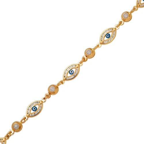NEW 14K TRICOLOR GOLD EVIL EYE BRACELET: NEW 14K TRICOLOR GOLD EVIL EYE BRACELET EVIL EYE BRACELET NEW 14K TRICOLOR GOLD LENGTH: 7.5" inch AVERAGE Apx WEIGHT: 4.7g