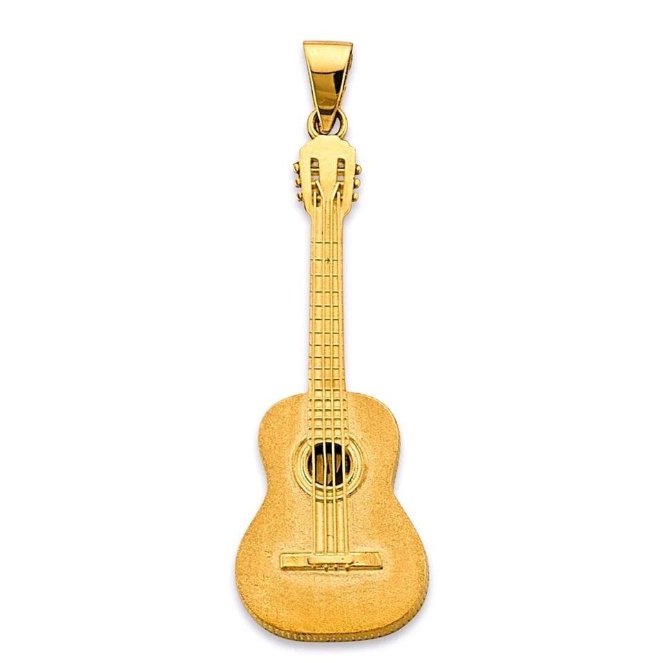 NEW 14K YELLOW GOLD GUITAR PENDANT (1 of 1)