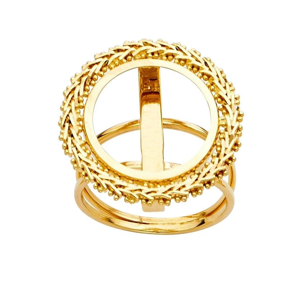 NEW 14K YELLOW GOLD 2.5 PESOS BOLA RING- SIZE 7 (1 of 2)