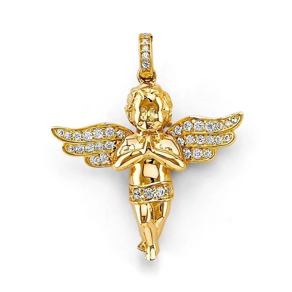 NEW 14K YELLOW GOLD ANGEL PENDANT: NEW 14K YELLOW GOLD ANGEL PENDANT ANGEL PENDANT NEW 14K YELLOW GOLD Height : 32 mm Width : 30 mm Apx. WEIGHT : 4.5g