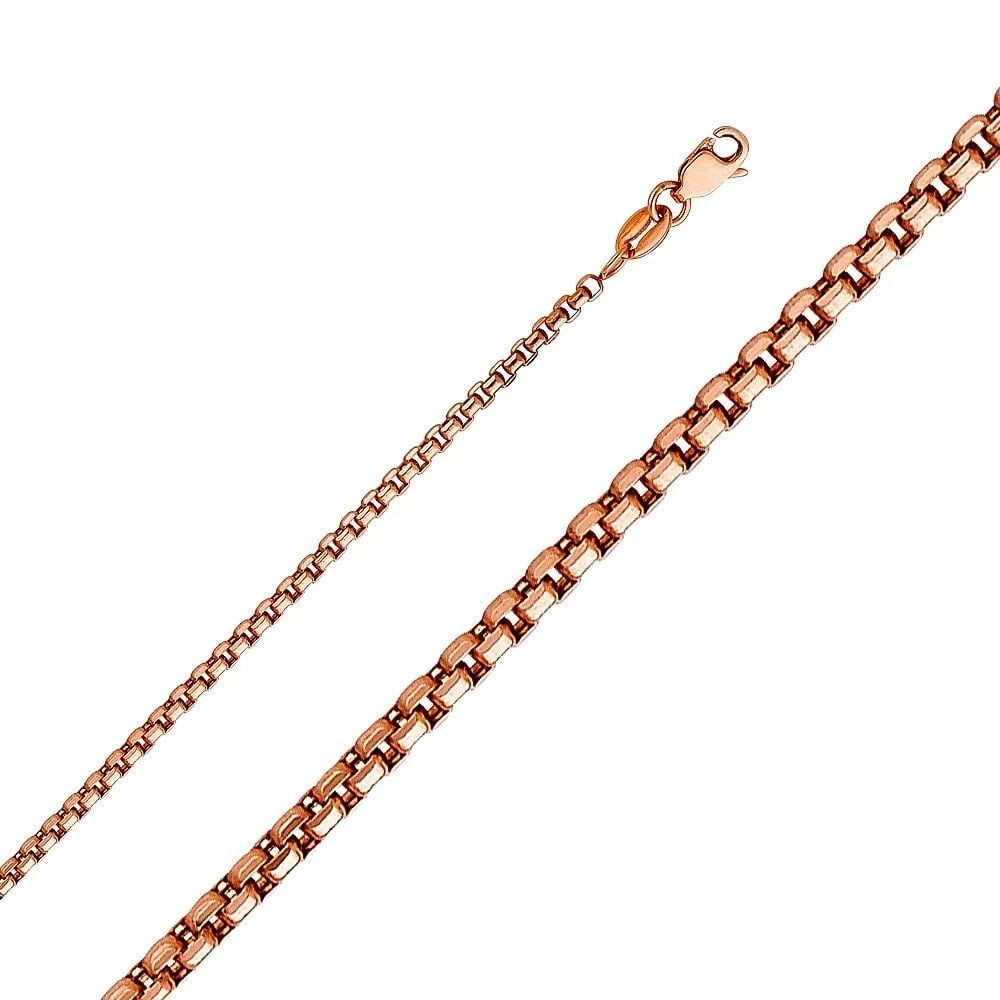 NEW 14K P1.8MM 14K PINK GOLD HOLLOW HALF RD BOX CHAIN (1 of 2)