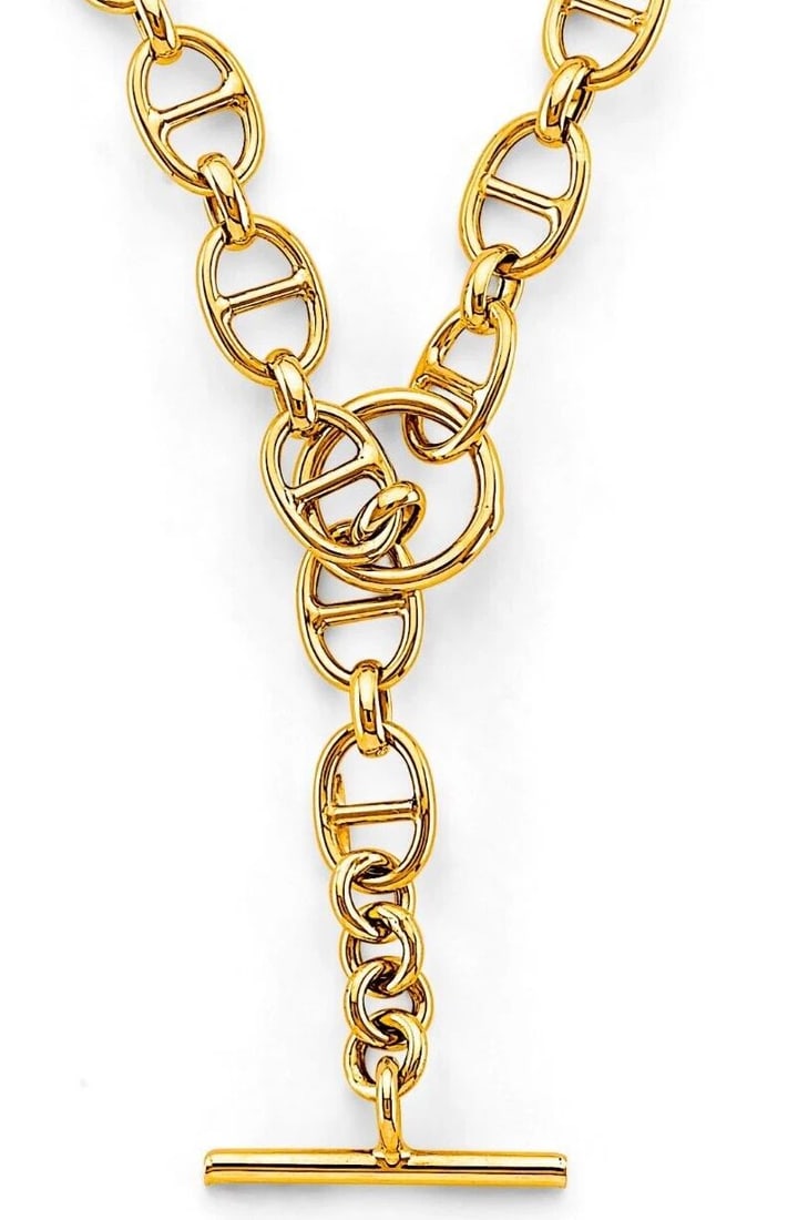 NEW 14K YELLOW GOLD HOLLOW MARIER BRACELET WITH FANCY LOCK (1 of 1)