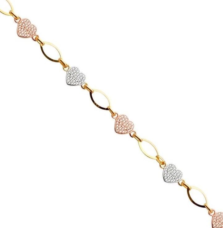 NEW 14K YELLOW GOLD HEART BRACELET (1 of 2)