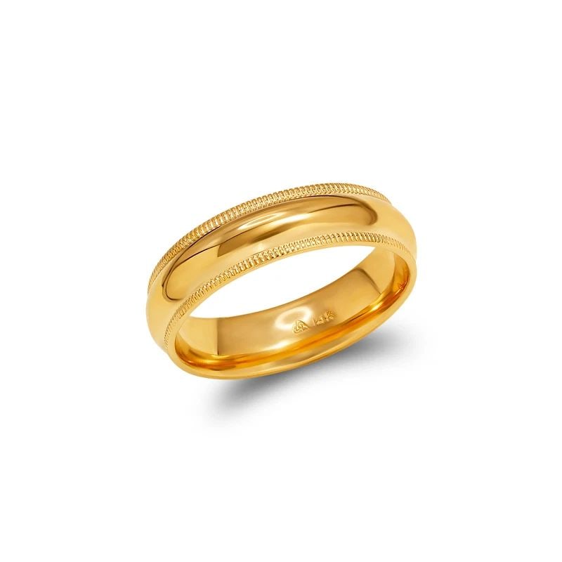 NEW 14K YELLOW GOLD MILLIGRAIN WEDDING BAND 5MM (1 of 1)