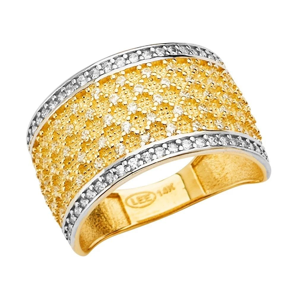 NEW 14K TWO TONE GOLD FANCY RING: NEW 14K TWO TONE GOLD FANCY RING FANCY RING NEW 14K TWO TONE GOLD WIDTH : 10 mm WEIGHT : 4.4g