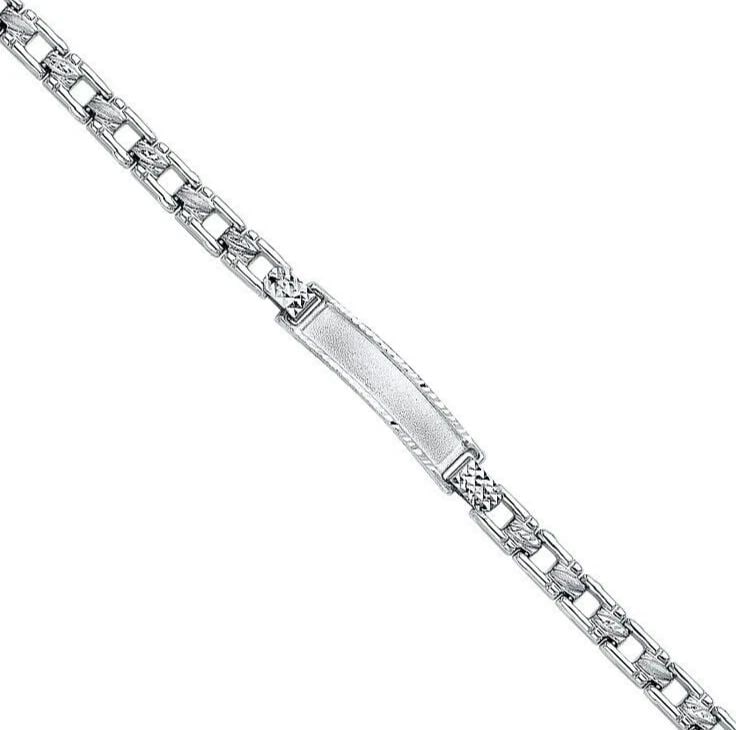 NEW 14K WHITE GOLD STAMPATO BABY ID BRACELET (1 of 2)