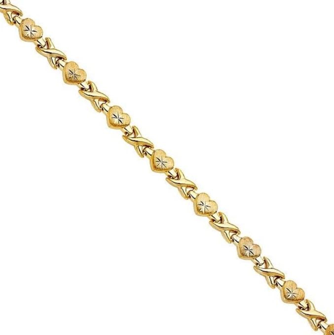NEW 14K TWO TONE GOLD STAMPATO HEART X BRACELET: 14K TWO TONE GOLD STAMPATO BRACELET STAMPATO BRACELET NEW 14K TWO TONE GOLD LENGTH - 7.25in Apx WEIGHT - 4.4g