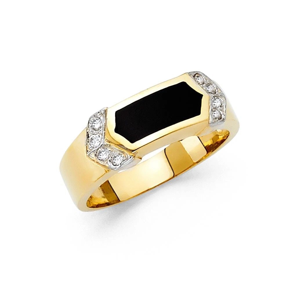 NEW 14K TWO TONE GOLD ONYX RING - SIZE 7 (1 of 2)