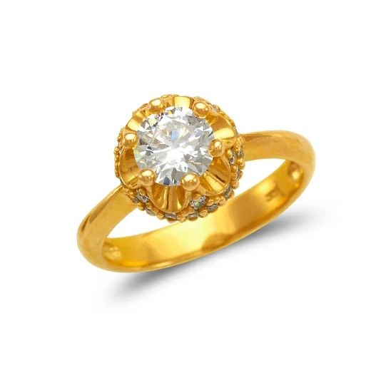 NEW 14K YELLOW GOLD LADIES FANCY FLOWER SOLITAIRE BUD RING (1 of 2)