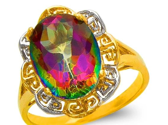 NEW 14K TWO TONE GOLD LADIES MYSTIC RING: NEW 14K TWO TONE GOLD LADIES MYSTIC RING LADIES MYSTIC RING NEW 14K TWO TONE GOLD Apx. WIDTH: 14mm Apx. WEIGHT: 4.4g