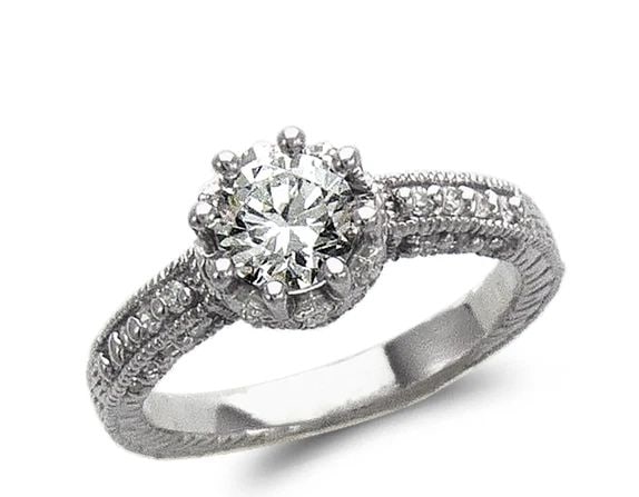 NEW 14K WHITE GOLD LADIES FASHION WHITE SOLITAIRE RING (1 of 2)