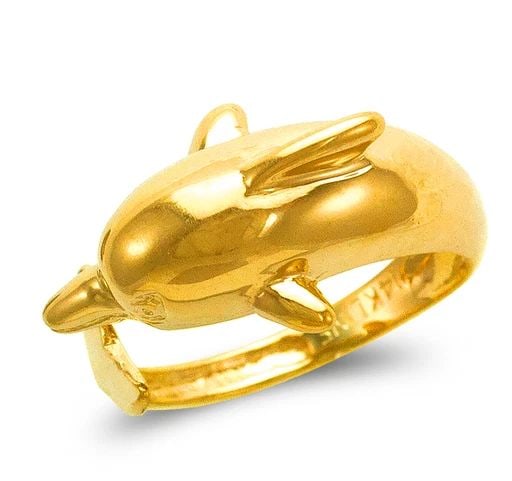NEW 14K YELLOW GOLD LADIES DOLPHIN TAIL DESIGN RING (1 of 2)