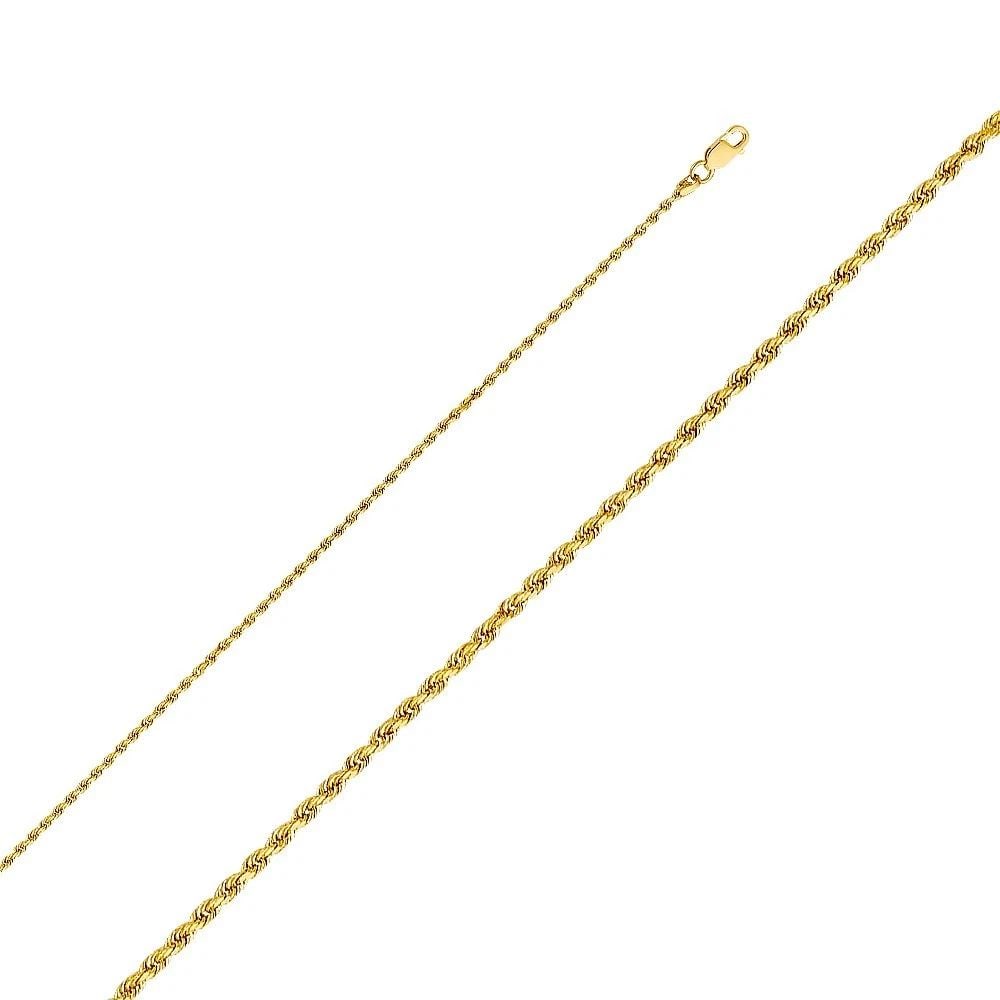 NEW 14K YELLOW GOLD SOLID ROPE 1.5MM DC CHAIN: 14K YELLOW GOLD SOLID ROPE 1.5MM DC CHAIN SOLID ROPE 1.5MM DC CHAIN NEW 14K YELLOW GOLD WIDTH: mm AVERAGE Apx WEIGHT: 4.3g