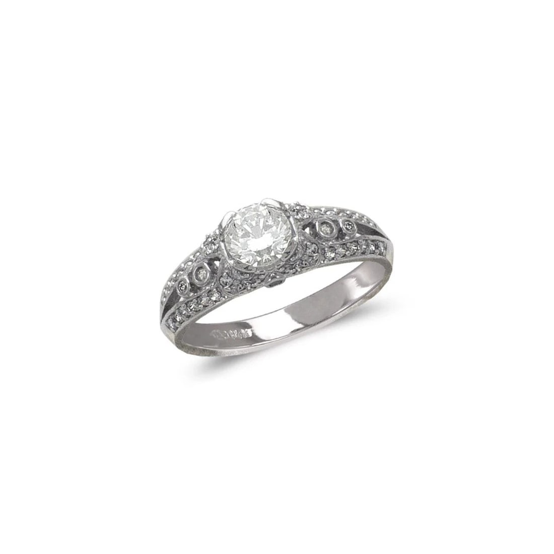 NEW 14K WHITE GOLD LADIES FASHION WHITE SOLITAIRE RING (1 of 2)