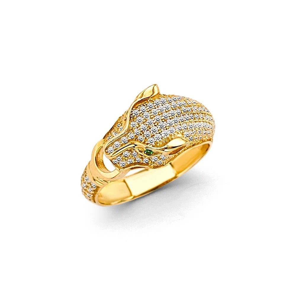 NEW 14K TWO TONE GOLD PANTHER RING - SIZE 10: NEW 14K TWO TONE GOLD CZ PANTHER RING CZ PANTHER RING NEW 14K TWO TONE GOLD WIDTH : WEIGHT : 4.3g