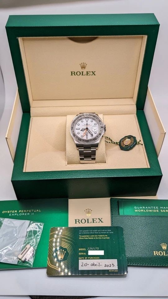 2023 ROLEX EXPLORER II 226570 STAINLESS STEEL 42MM WATCH - BRAND NEW: 2023 ROLEX EXPLORER II 226570 STAINLESS STEEL 42MM WATCH - BRAND NEW 2023 BRAND NEW Rolex Oyster Perpetual Date Explorer II Reference - 226570 Stainless Steel Automatic Watch Case Size - 42MM Original