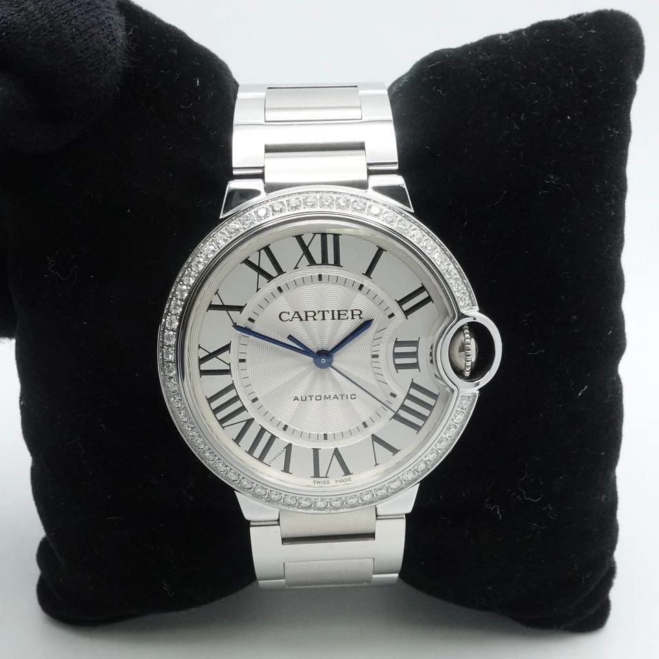 CARTIER BALLON BLEU 4372 STAINLESS STEEL DIAMOND BEZEL AUTOMATIC WATCH 36MM (1 of 2)