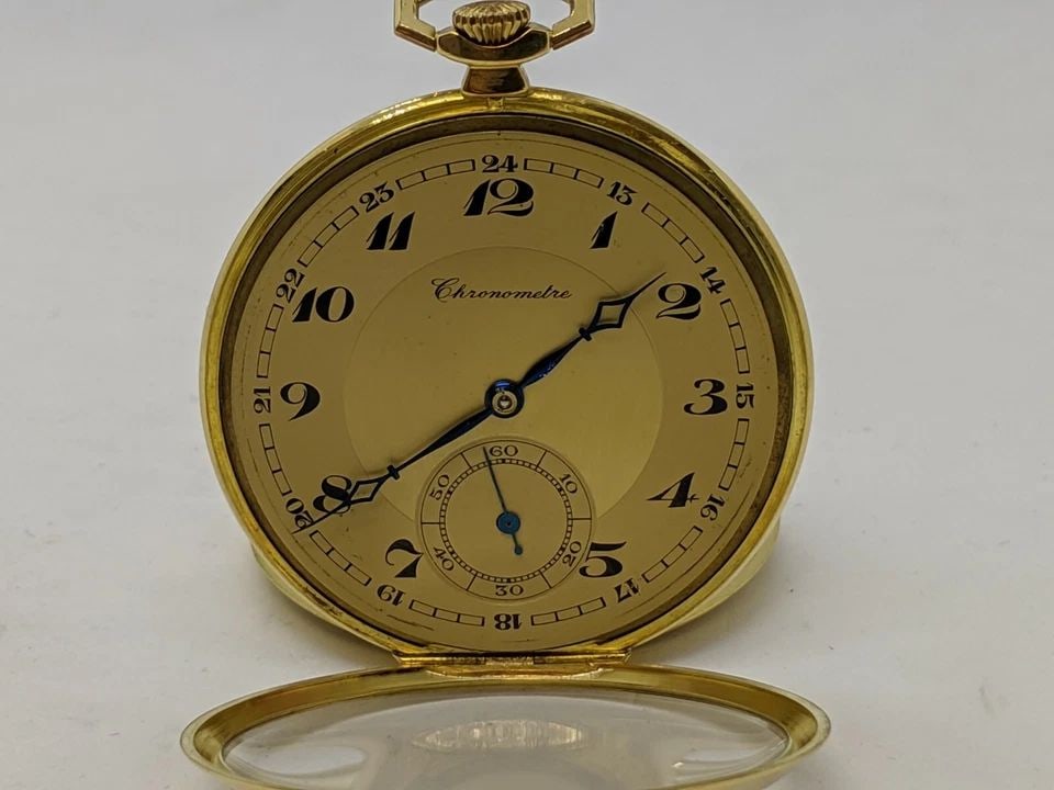 CHRONOMETRE BODOVAR WATCH CO. 18K YELLOW GOLD HAND WINDING POCKET WATCH - 46MM (1 of 1)