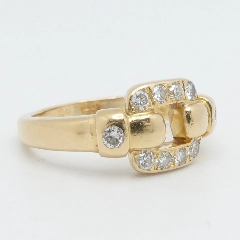 CARTIER 18K YELLOW GOLD NYMPHEA DIAMOND BAND RING - SIZE 7: CARTIER 18K YELLOW GOLD NYMPHEA DIAMOND BAND RING - SIZE 7 Vintage Cartier 18K Yellow Gold Nymphea Diamond Band Ring Ring - Size 7 Band Width - 2mm Height - 9mm Serial # 267*** Est. Circa - 1990 - 199