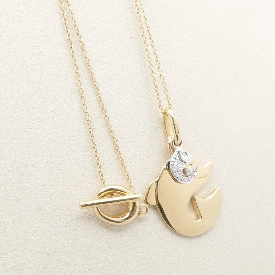 MATTIOLI 18K GOLD PAVE DIAMOND DOLPHIN SEA LIFE PENDANT TOGGLE NECKLACE 16.5" (1 of 2)