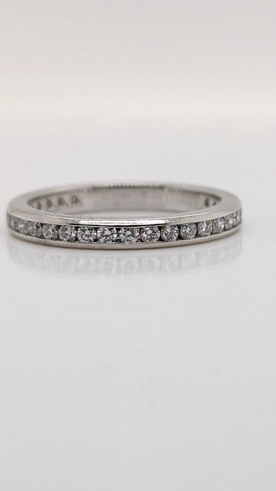 TIFFANY & CO. PLATINUM FULL CIRCLE DIAMOND ETERNITY 2MM BAND RING .36 CT -SZ 4.5: Tiffany & Co. Platinum Full Circle Diamond Eternity Band Ring Width - 2mm Total Diamond Weight - 0.36 Carats Ring Size - 4.5 Total Weight - 3.1 Grams Professionally Polished & Looks Brand New Box & Pa