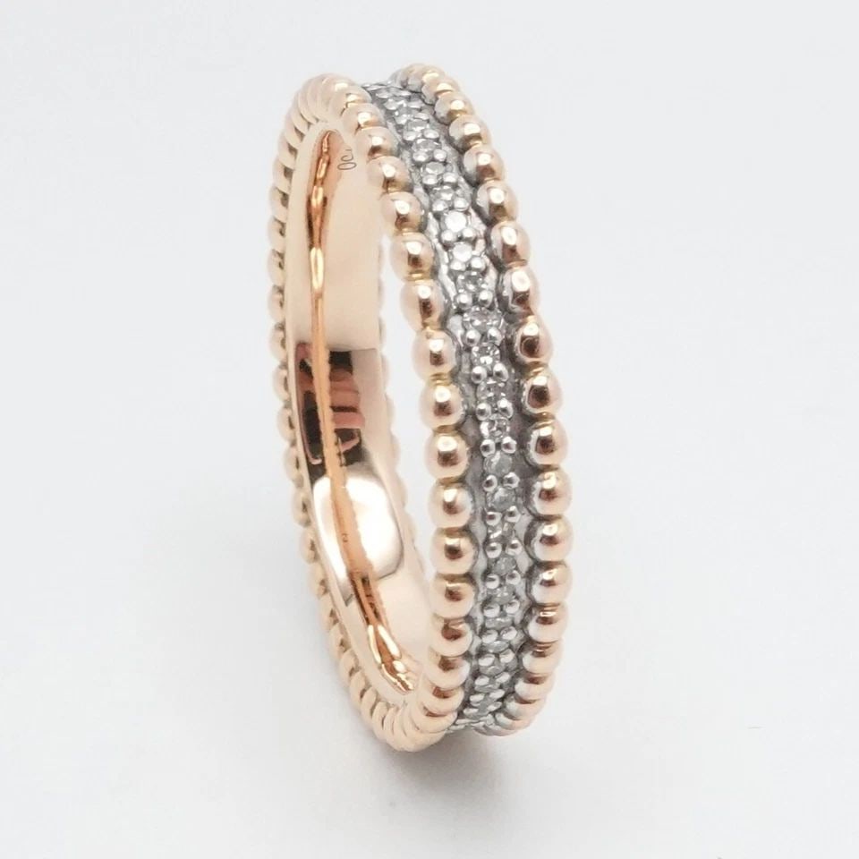 LINKS OF LONDON EFFERVESCENCE 18K ROSE GOLD DIAMOND BUBBLE BAND RING SZ N 6.5 US (1 of 2)
